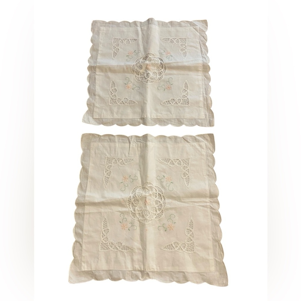 Pillow Cover Set Vintage White Lace Embroidered for 15”x15” so pretty!